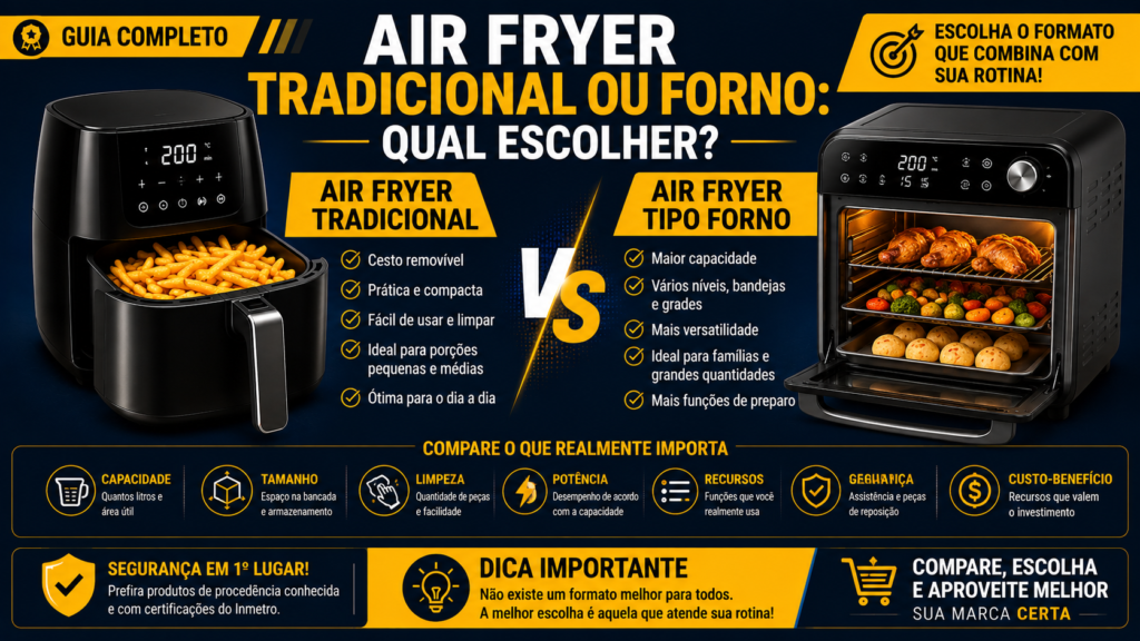 Air Fryer tradicional ou forno qual escolher