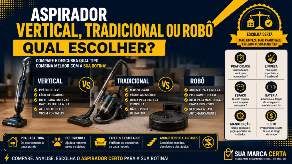 Aspirador vertical, tradicional ou robô qual escolher
