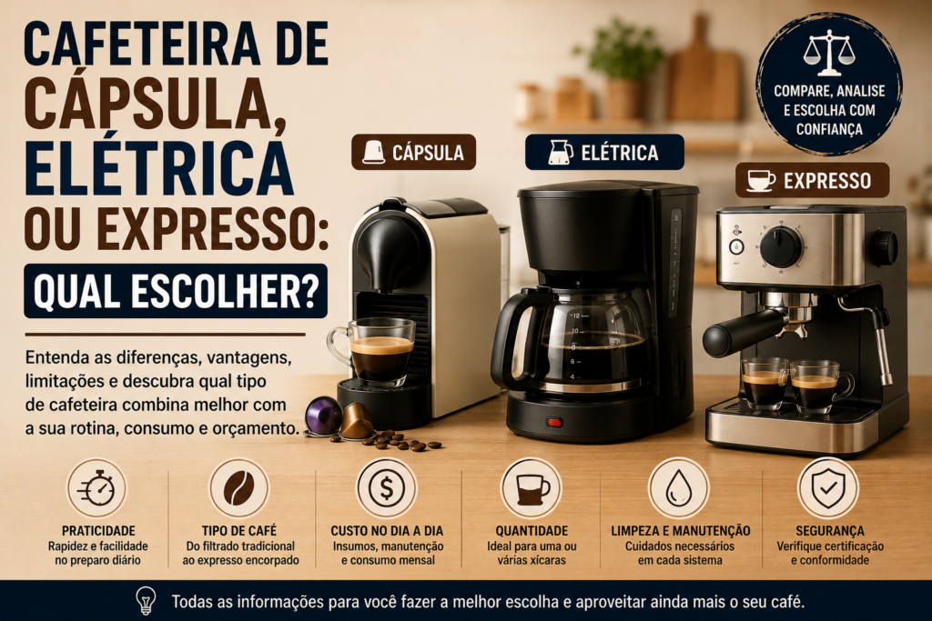 Cafeteira de cápsula, elétrica ou expresso qual escolher