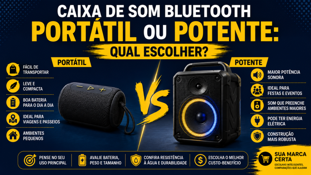 Caixa de som Bluetooth portátil ou potente qual escolher