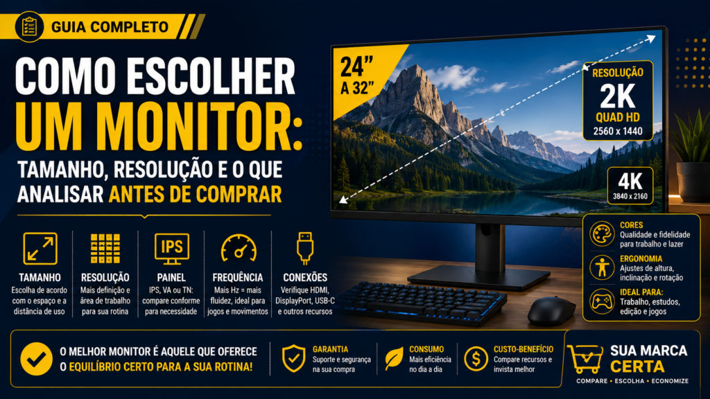 Como escolher um monitor tamanho, resolução e o que analisar antes de comprar