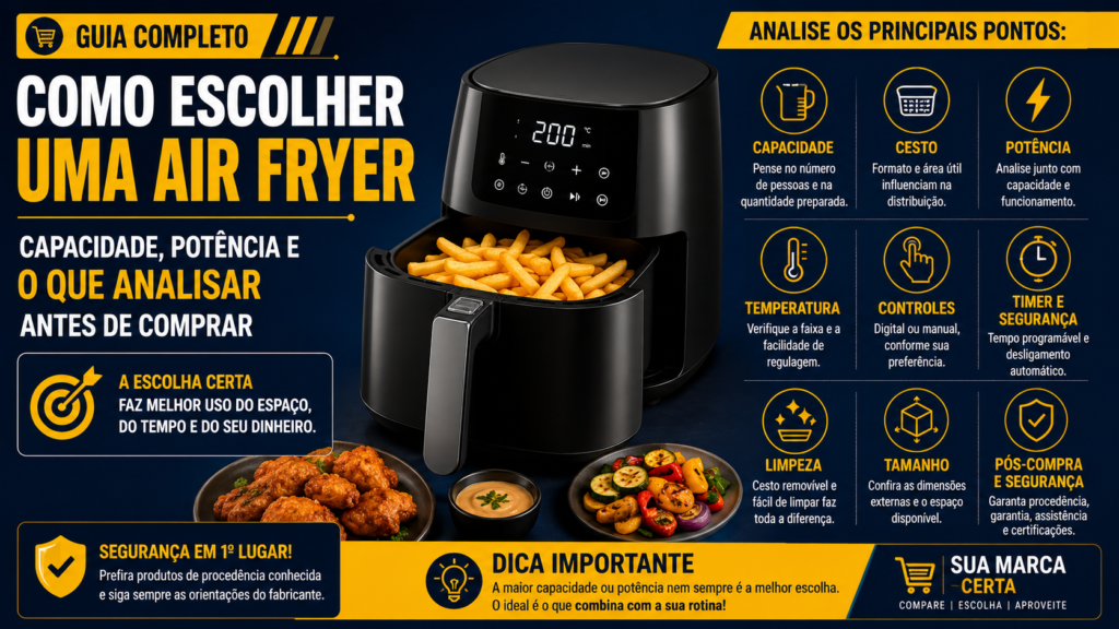 Como escolher uma Air Fryer capacidade, potência e o que analisar antes de comprar