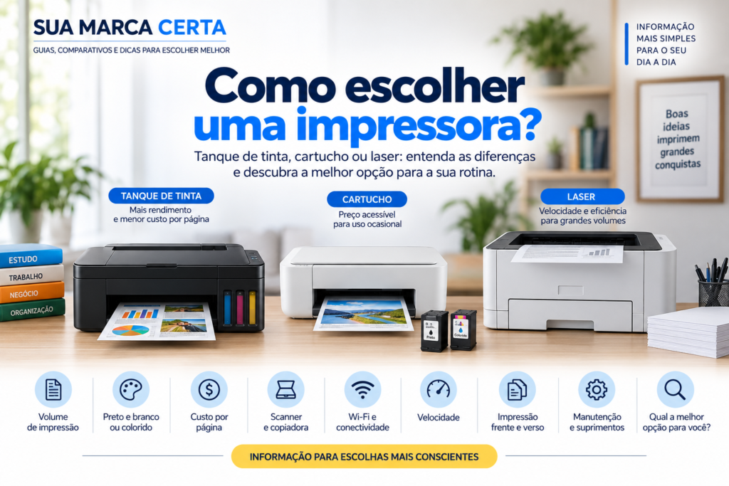 Como escolher uma impressora tanque de tinta, cartucho ou laser