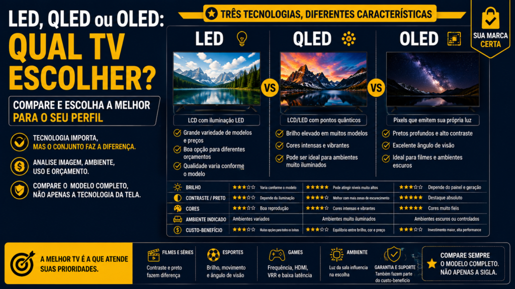 LED, QLED ou OLED qual TV escolher