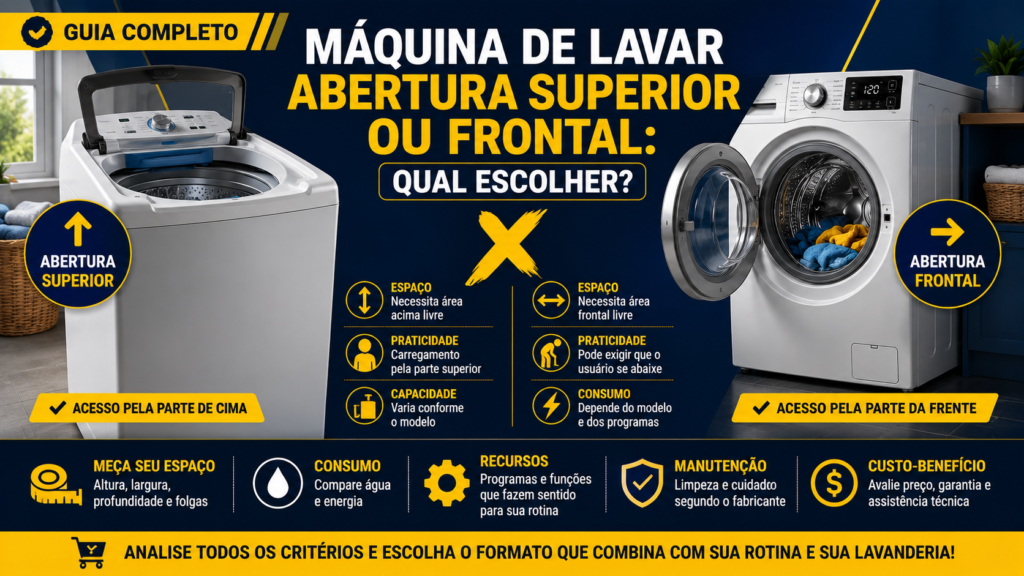 Máquina de lavar com abertura superior ou frontal qual escolher