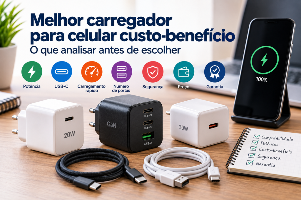 Melhor carregador para celular custo-benefício o que analisar antes de escolher