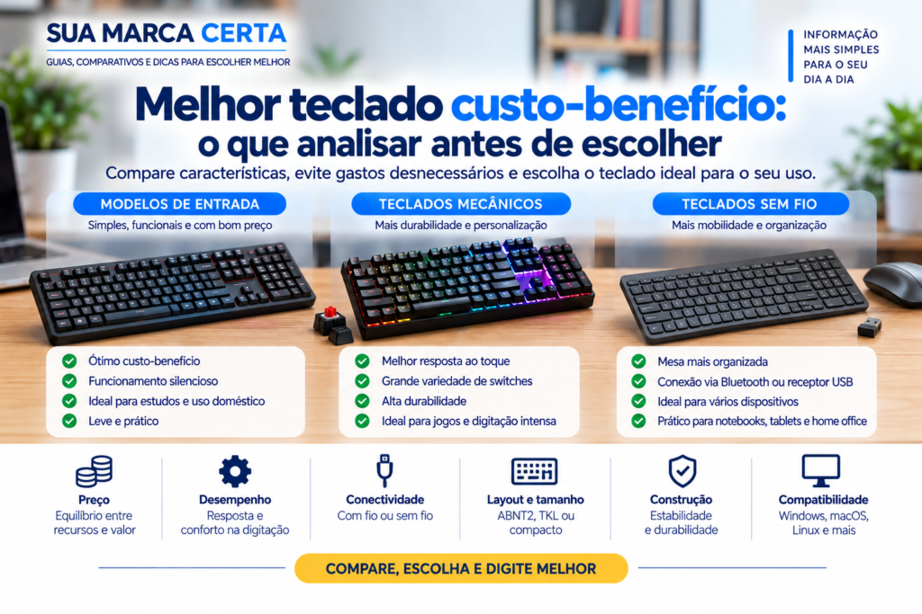Melhor teclado custo-benefício o que analisar antes de escolher