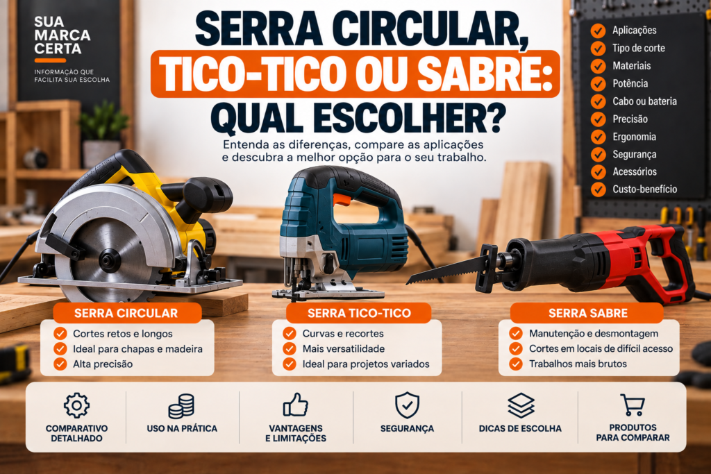 Serra circular, tico-tico ou sabre qual escolher